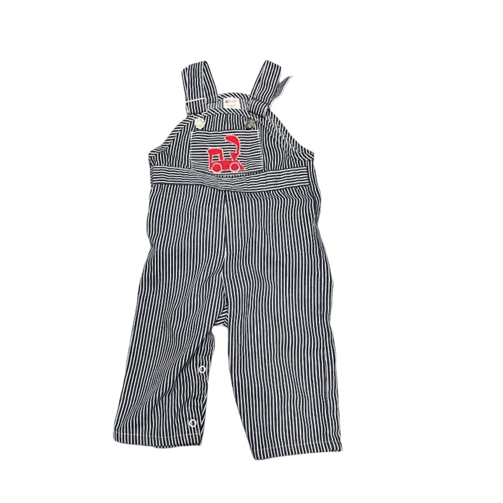 Vintage Sears Baby Railroad Stripe Train Overalls Hickory Denim 20-25lb 32in